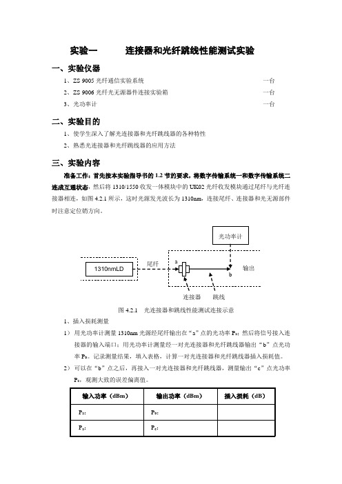 实验一      连接器和光纤跳线性能测试实验