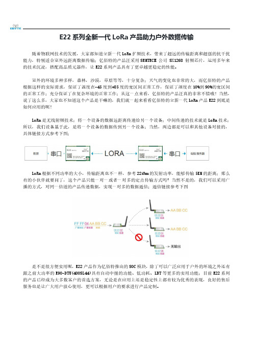 E22系列全新一代LORA产品助力户外数据传输