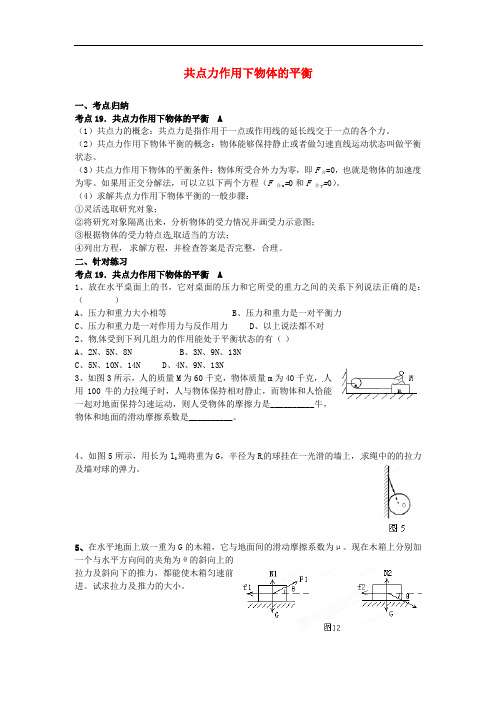 江苏省淮安中学II部高二物理《共点力作用下物体的平衡