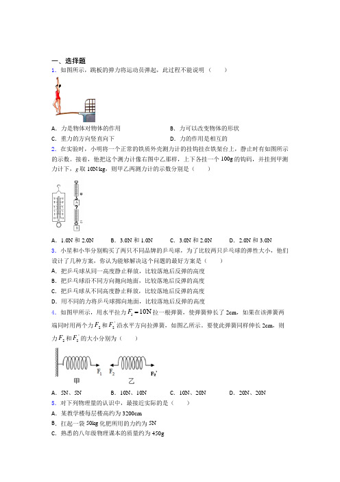 成都市七中育才学校人教版初中八年级物理下册第七章《力》检测题(含答案解析)