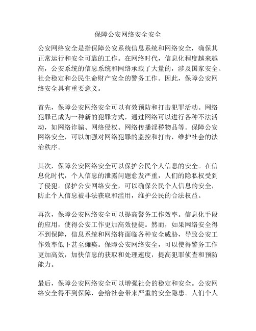 保障公安网络安全安全