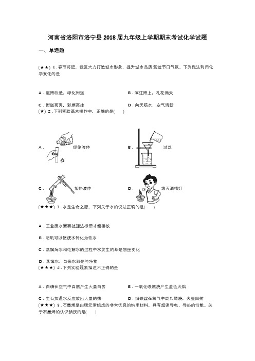 河南省洛阳市洛宁县2018届九年级上学期期末考试化学试题