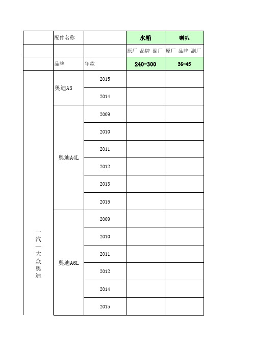 汽车配件表