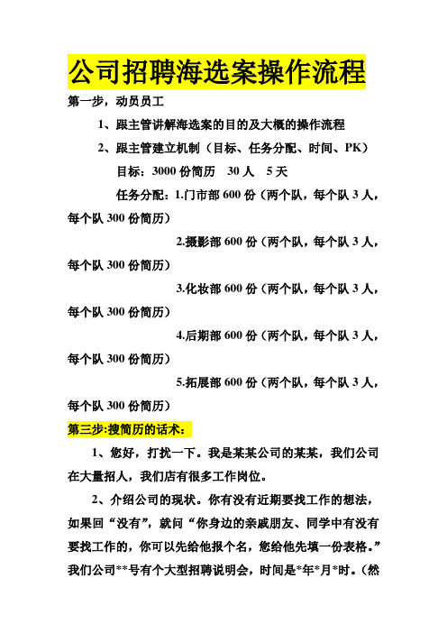 公司招聘海选案操作流程