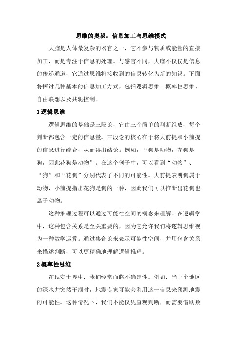 思维的奥秘：信息加工与思维模式