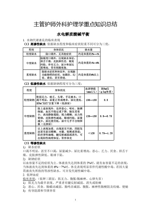 主管护师外科护理学重点知识总结