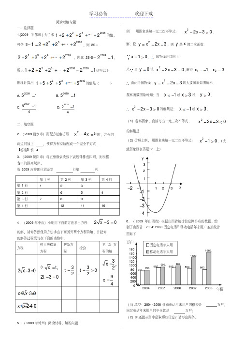 中考数学试题专题-阅读理解题试题