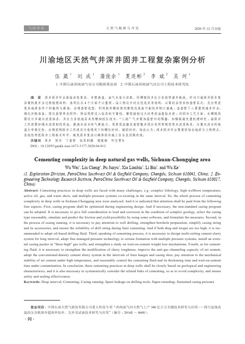 川渝地区天然气井深井固井工程复杂案例分析