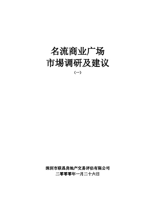 深圳某商业广场市场调研及建议