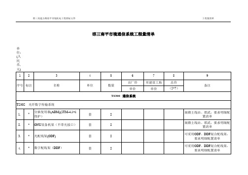 邵三三大系统南平段工程量清单