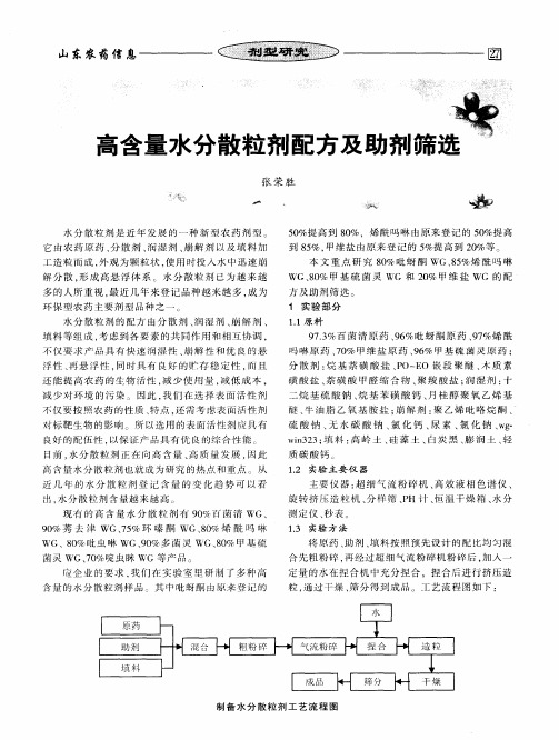 高含量水分散粒剂配方及助剂筛选