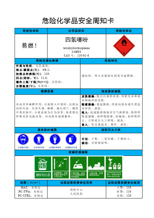 四氢噻吩-危险化学品安全周卡