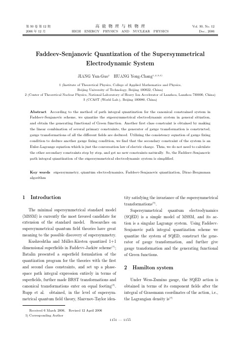 超对称电动力学系统的Faddeev-Senjanovic量子化