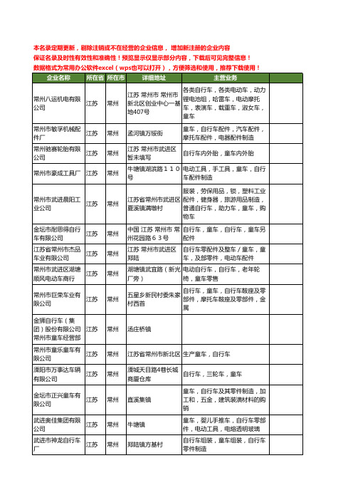 新版江苏省常州自行车童车工商企业公司商家名录名单联系方式大全35家