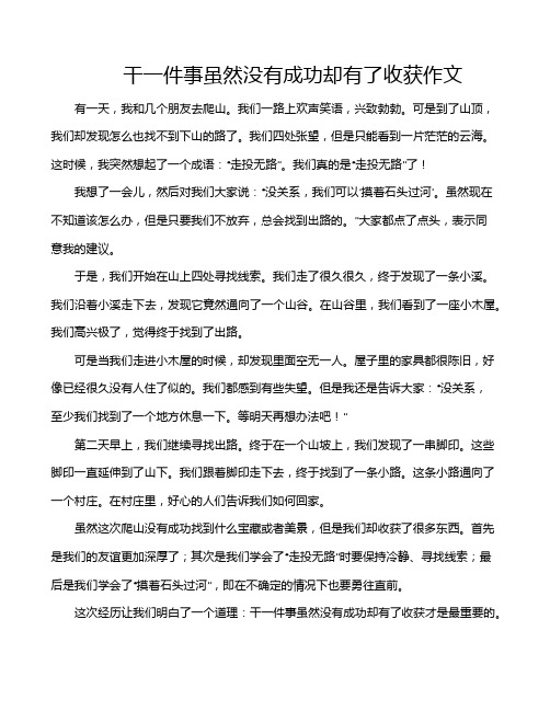 干一件事虽然没有成功却有了收获作文