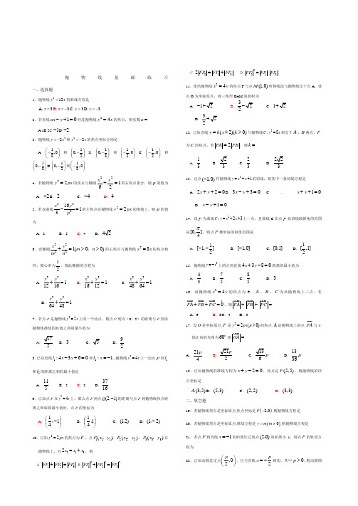 抛物线基础练习