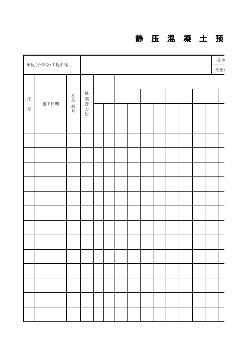 静压混凝土预制桩、钢桩桩施工记录表