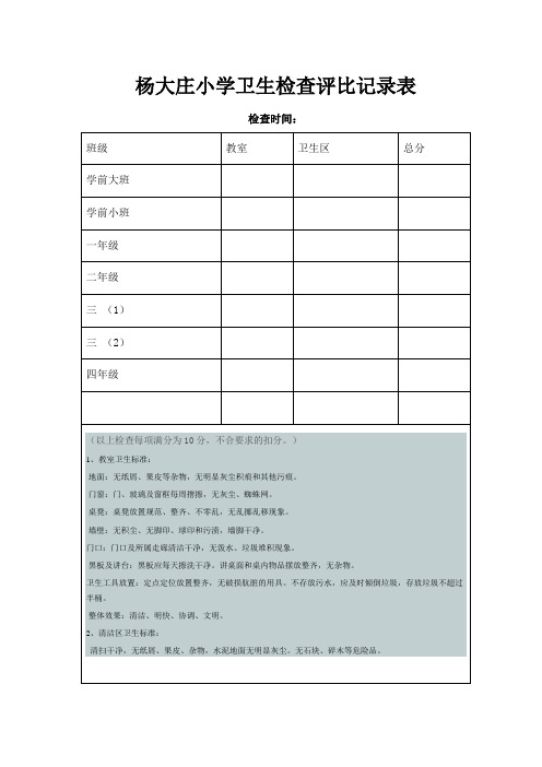 杨大庄小学卫生检查评比记录表.1