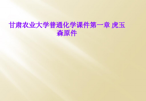 甘肃农业大学普通化学课件第一章 虎玉森原件