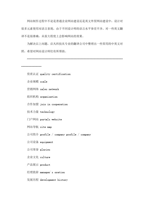 英文外贸网站建设中常用标题中英文对照