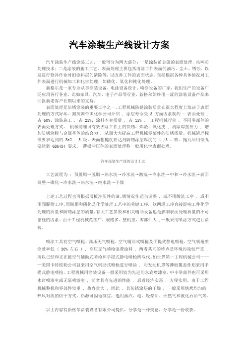 汽车涂装生产线设计方案