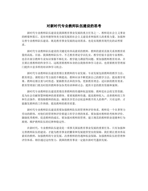 对新时代专业教师队伍建设的思考