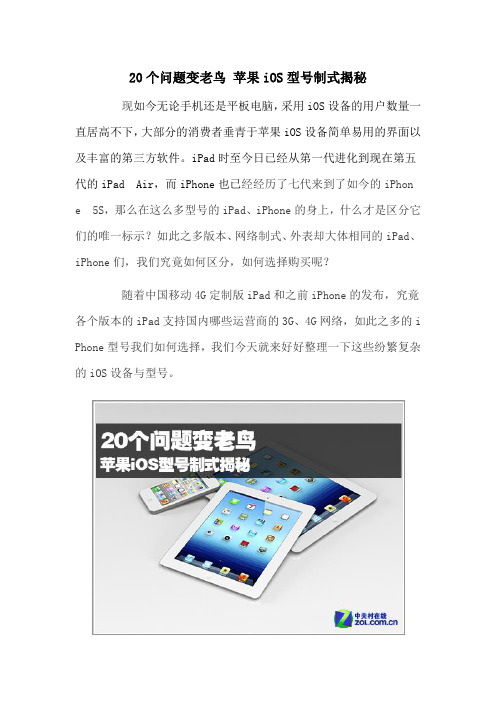 20个问题变老鸟 苹果iOS型号制式揭秘