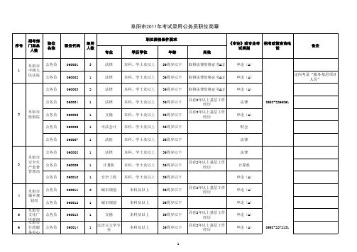 公务员职位表