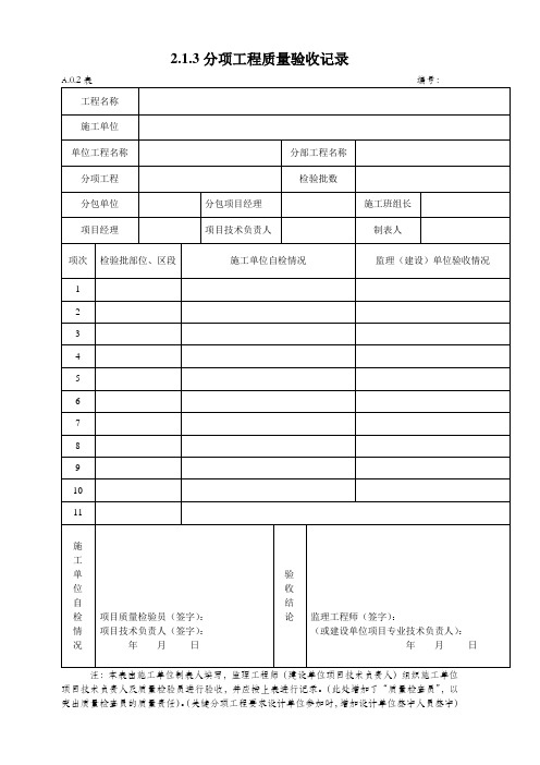 市政道路工程资料表格全套