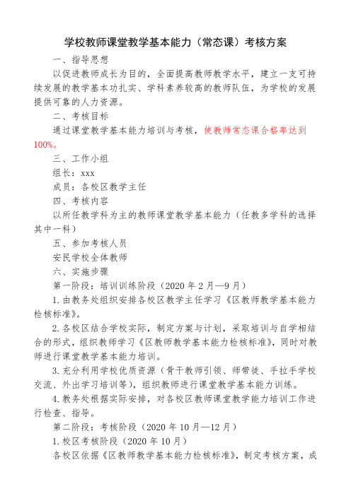 教师课堂教学基本能力考核方案