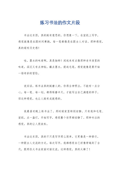 练习书法的作文片段