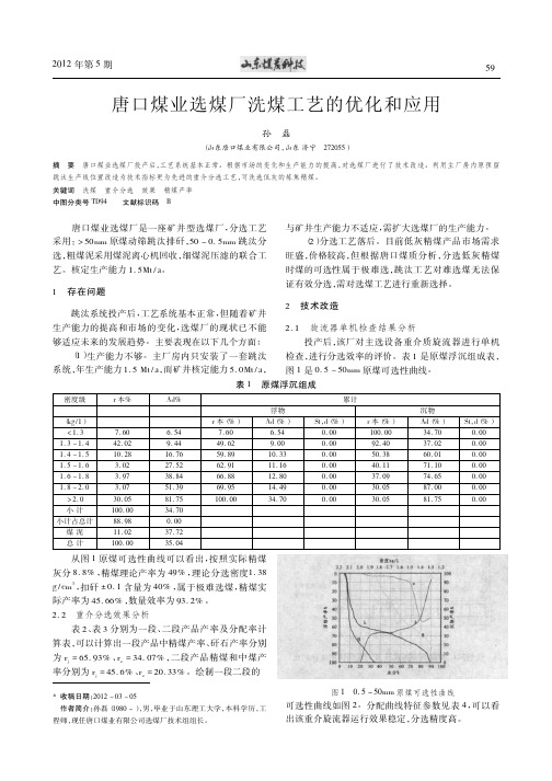 唐口煤业选煤厂洗煤工艺的优化和应用