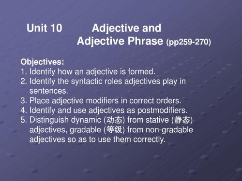 unit 10 Adjectives