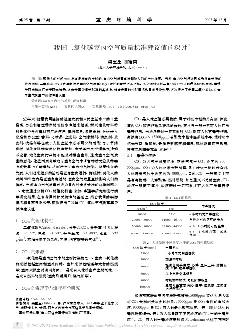 我国二氧化碳室内空气质量标准建议值的探讨