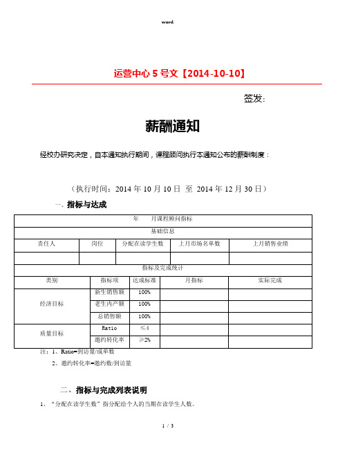 课程顾问薪酬方案(一)(精选、)