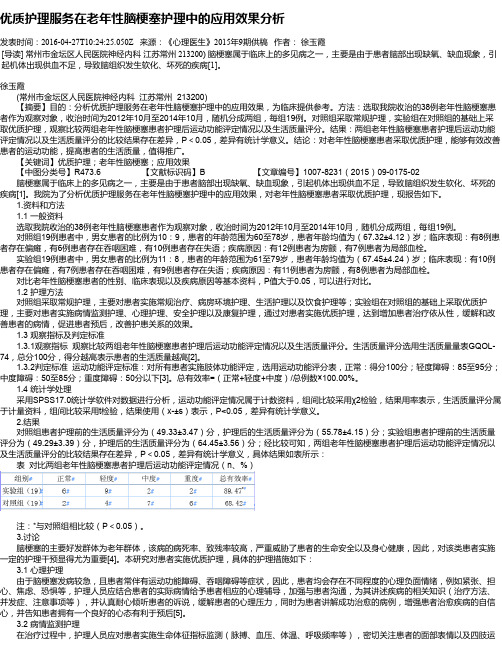 优质护理服务在老年性脑梗塞护理中的应用效果分析