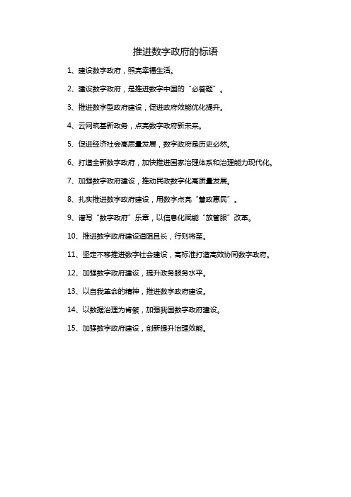 推进数字政府的标语