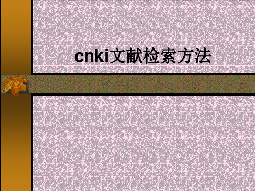 cnki文献检索方法 ppt课件