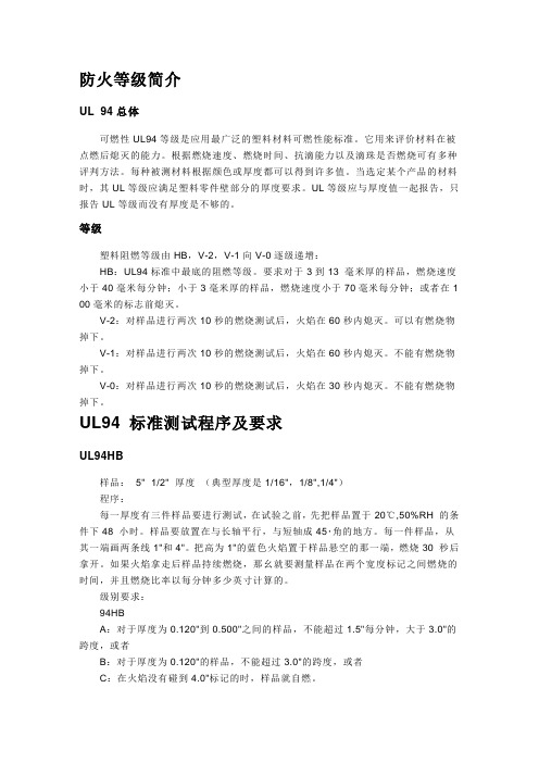 UL94防火等级介绍