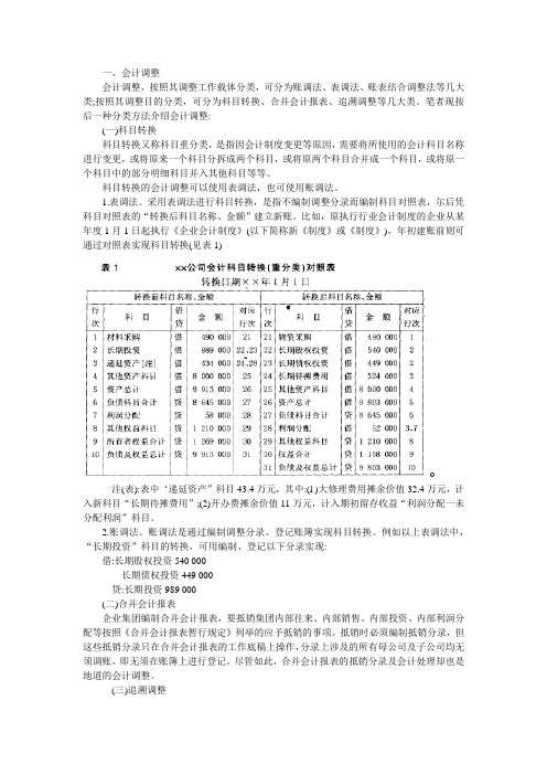 会计调整审计调整评估调整