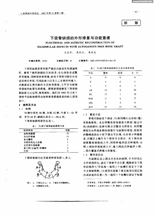 下颌骨缺损的外形修复与功能重建