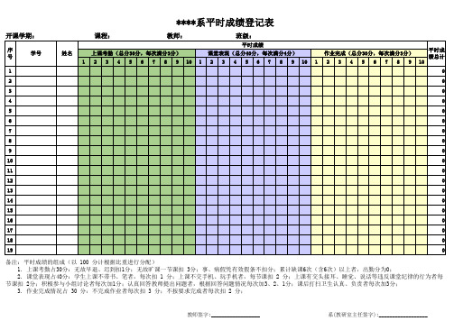 学生平时成绩登记表