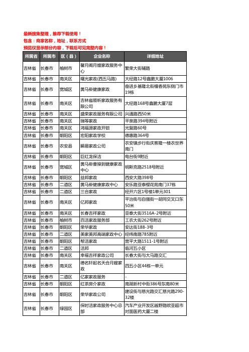 新版吉林省长春市家政服务企业公司商家户名录单联系方式地址大全262家