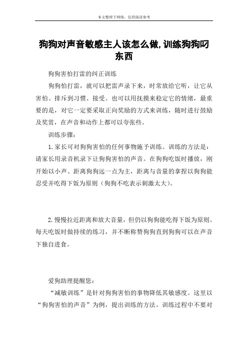 狗狗对声音敏感主人该怎么做,训练狗狗叼东西