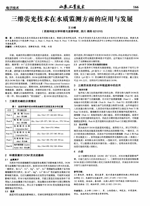 三维荧光技术在水质监测方面的应用与发展