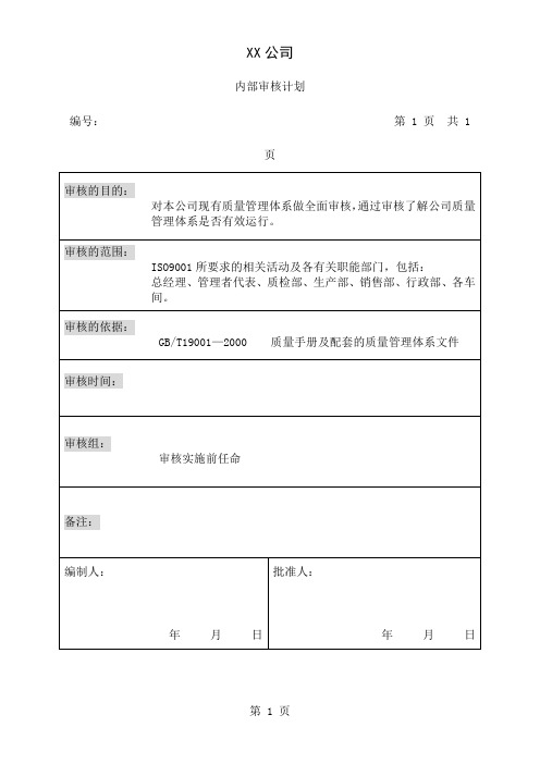 公司内审常用的7个表单(有示例文本参考)共15页文档