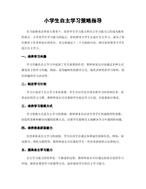 小学生自主学习策略指导