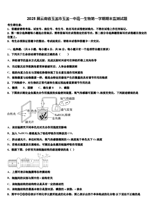 2025届云南省玉溪市玉溪一中高一生物第一学期期末监测试题含解析