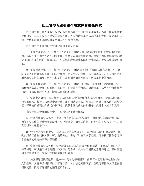 社工督导专业引领作用发挥的路径探索