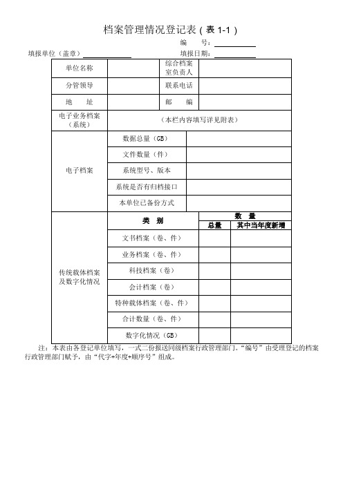 档案管理情况登记表(1)